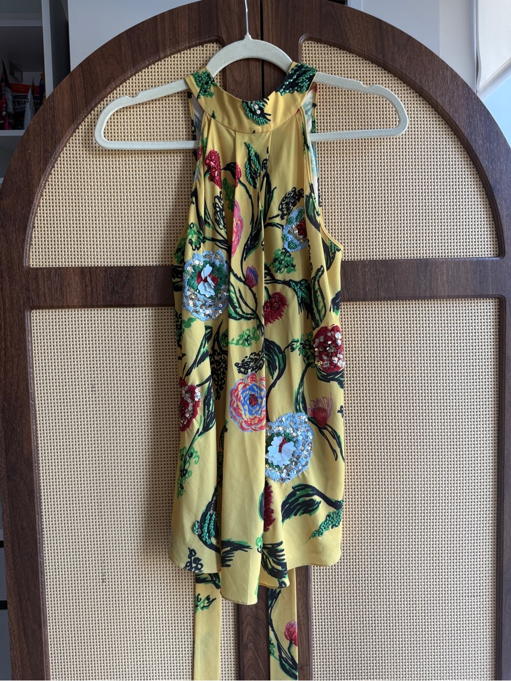 PatBO yellow sequin embroidered blouse - XS